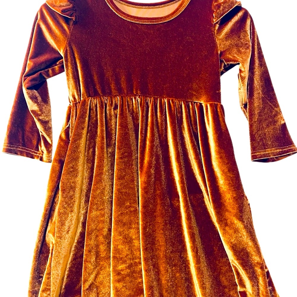 Velvet Kids Burn Orange Dress size 6/7 Long Sleeve Girls Stylish Dress